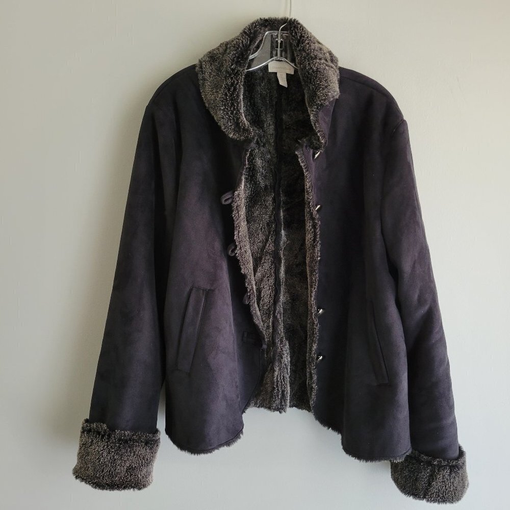 Charter Club Faux Suede Fur Jacket